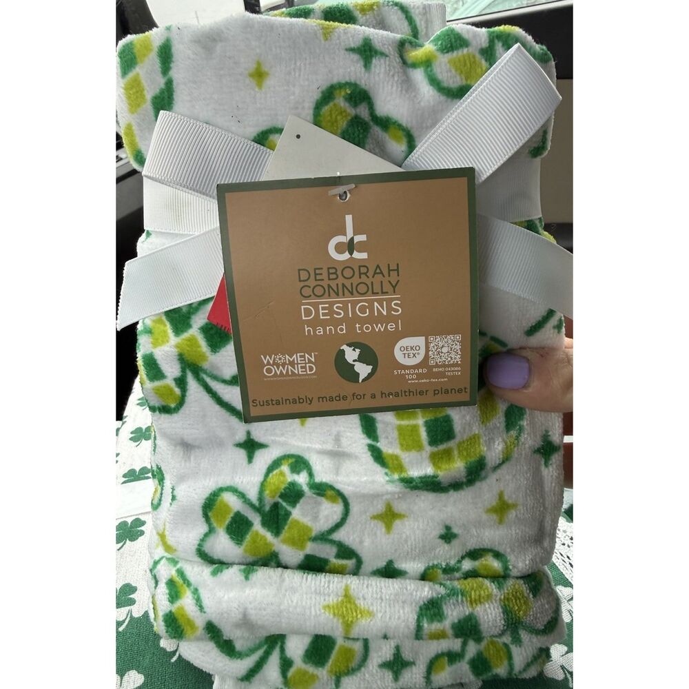 DEBORAH CONNOLLY Set of 2 KITCHEN TOWELS - DISCO SHAMROCKS ST. PATRICKS DAY NWT